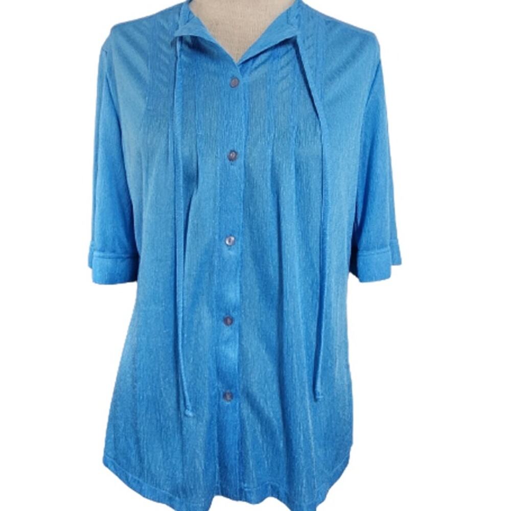 Vintage Light Blue Puccini Button Up Blouse Size Medium